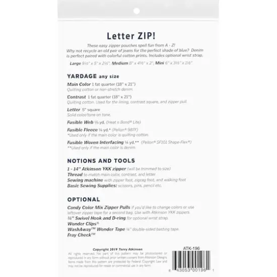 Atkinson Designs Letter ZIP Pattern {3}