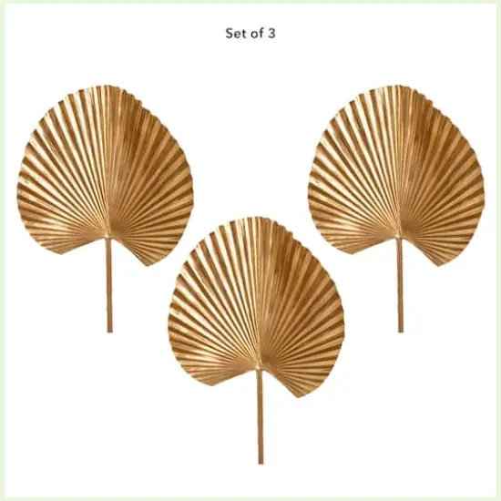 40" Gold Ruffled Fan Palm Stems, 3ct. {4}