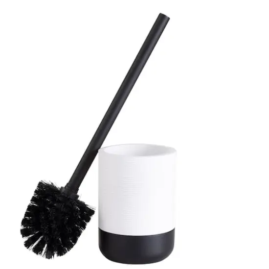 Bath Bliss Black & White ToiletBrush & Holder Set {1}