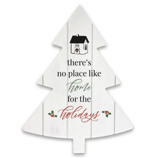 Home for the Holidays 14" x 18.5" Tree Shaped Pallet Wood {1}
