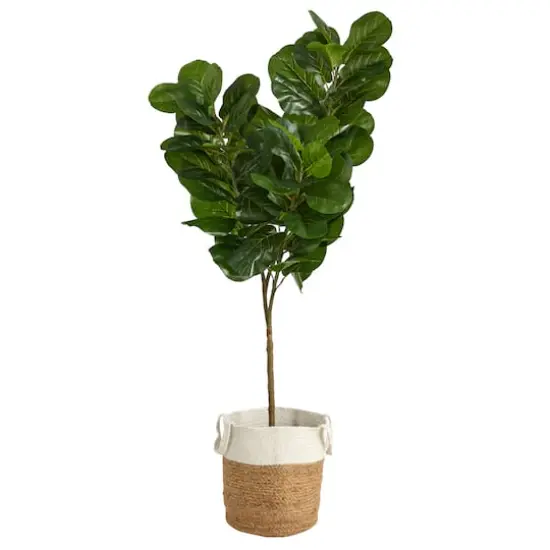 6ft. Fiddle Leaf Fig Artificial Tree in Handmade Natural Jute and Cotton Planter {1}