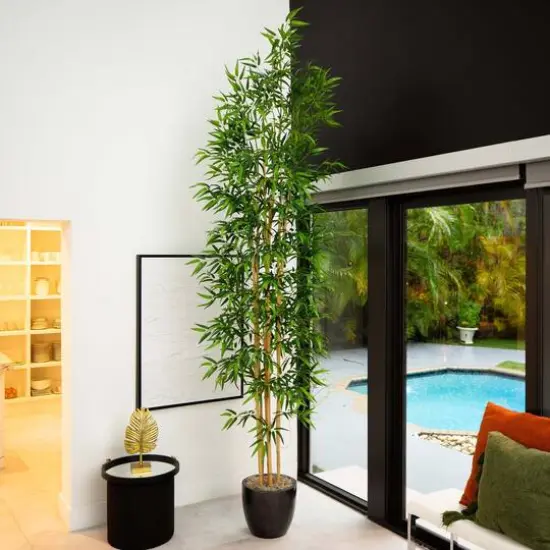 10ft. Green Artificial Bamboo Tree with Real Bamboo Trunks {7}