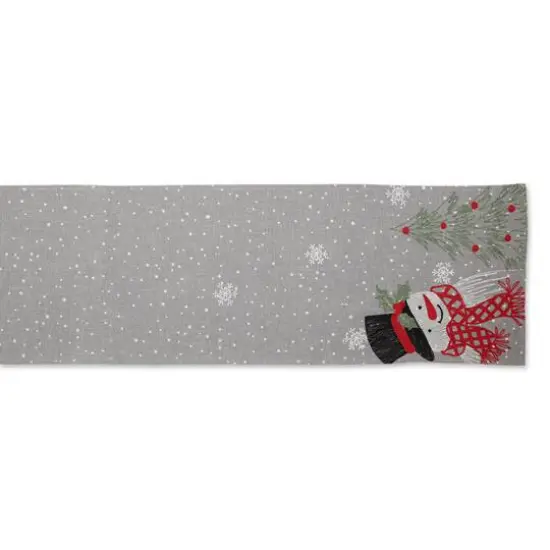 DII&reg; 70" Grey Snowman Embroidered Table Runner {3}
