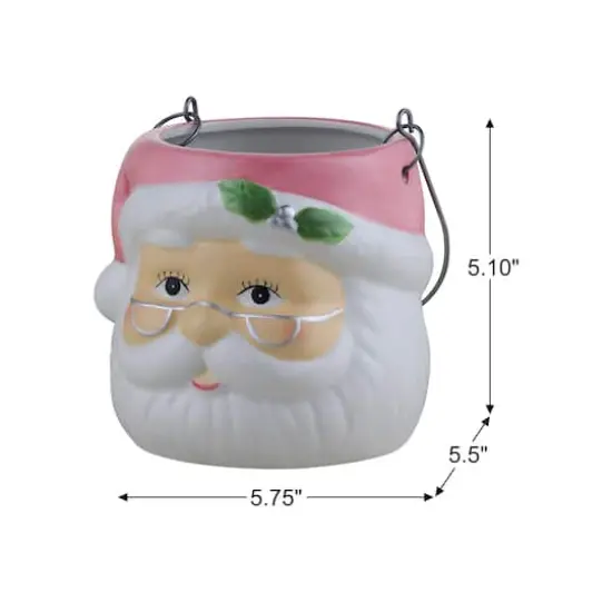 5" Pink Santa Claus Nostalgic Ceramic Container {4}