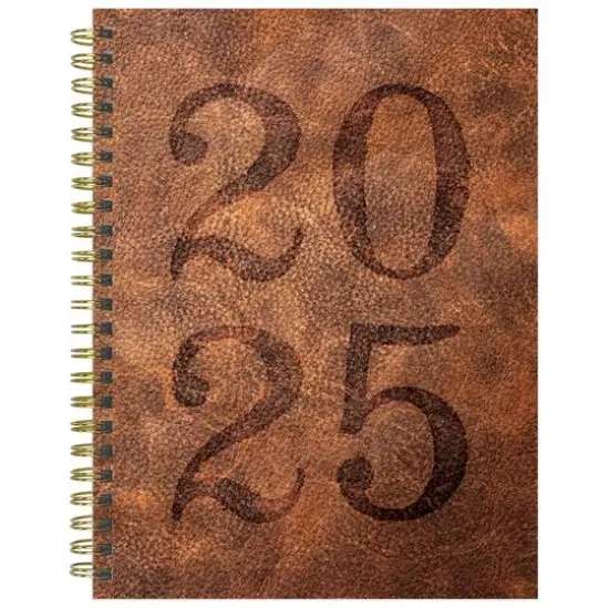 TF Publishing 2025 Medium Aged Leather Weekly Monthly Spiral Planner {1}