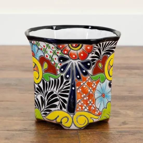 10" Handmade Mexican Talavera Ceramic Planter {7}