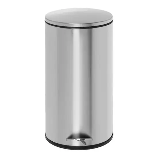 30L Semi-Round Stainless Steel Step Trash Can With Lid {7}