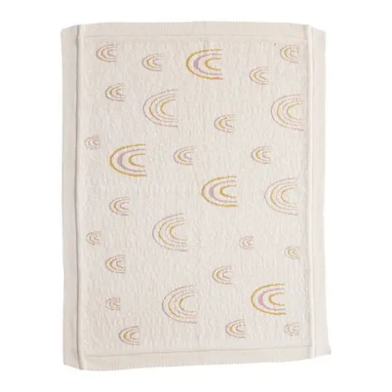 Hello Honey&reg; Cream Cotton Knit Baby Blanket with Rainbows {1}