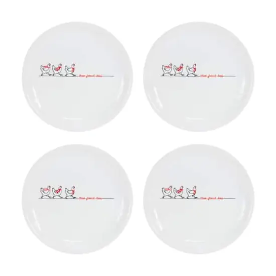 6.5" Three French Hens Plate Stoneware Set, 4ct. {3}