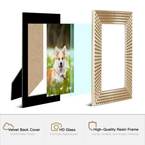 Glitzhome&reg; Modern Gold Tabletop Picture Frame Set {9}