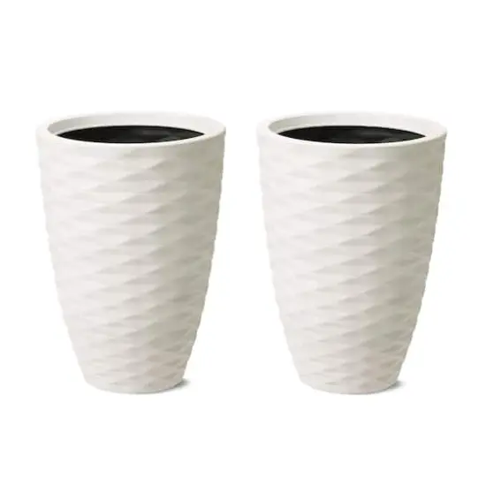 Glitzhome® 19" Eco-Friendly Oversized Tall Round Diamond Planters, 2ct. Porcelain {1}