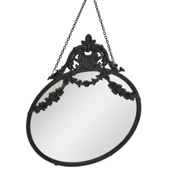 Hello Honey&reg; Vintage Pewter Framed Wall Mirror with Decorative Chain Black {6}