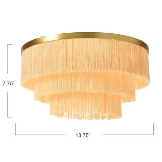 Hello Honey&reg; 13.75" Round Flush Mount Fringe Light Fixture Cream {5}