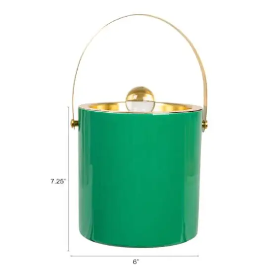 Hello Honey 1.5-Quart Enameled Stainless Steel Ice Bucket with Lid and Glass Knob, Gold Finish and Turquoise Color {14}