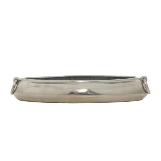 24" Silver Aluminum Contemporary Elongated Bowl {1}