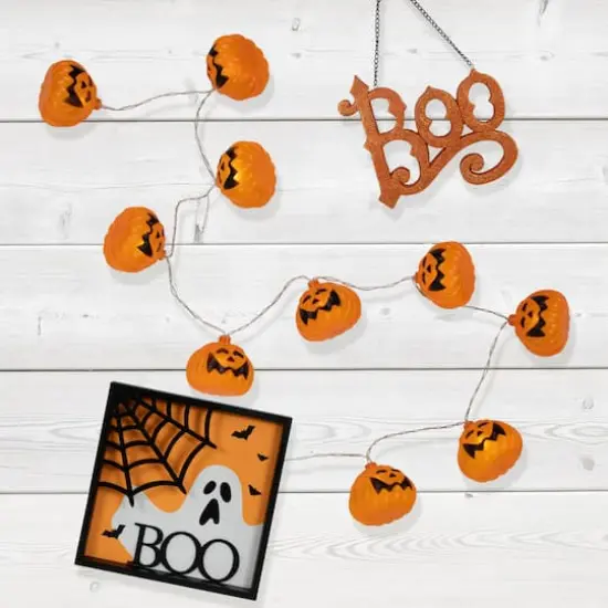 10ct. Jack-O-Lantern LED Warm White String Lights {3}