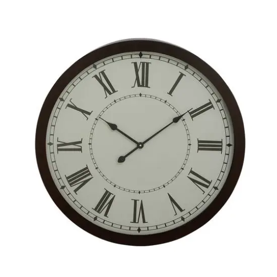Black Traditional Metal Wall Clock, 30" x 30" {1}