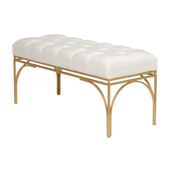 White Metal Glam Bench, 18" x 39" x 16" {3}