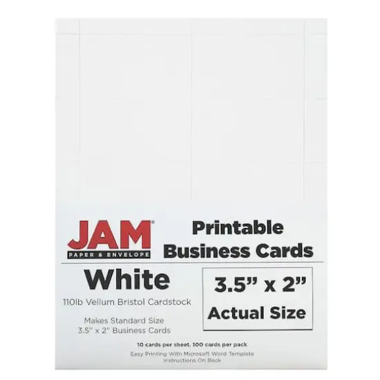 JAM Paper 3.5" x 2" Printable Business Cards, 100ct. White {1}
