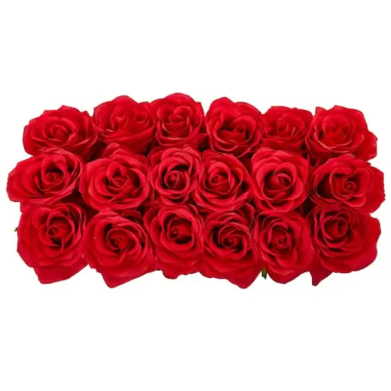 12.5" Dozen Silk Roses in Ceramic Rectangular Planter {4}