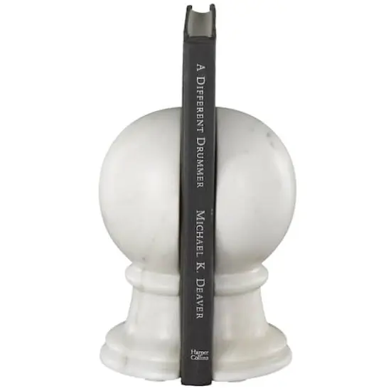 7" White Marble Globe Sleek Orb Decorative Bookends, 2ct. {4}
