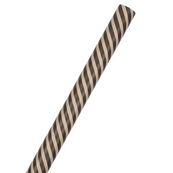 JAM Paper Striped Gift Wrap Brown Kraft and Black {2}