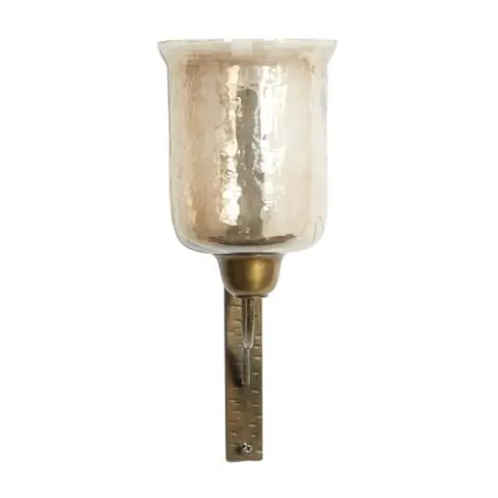 Bronze Iron and Glass Traditional Candle Wall Sconce, 17" x 7" x 9" {3}