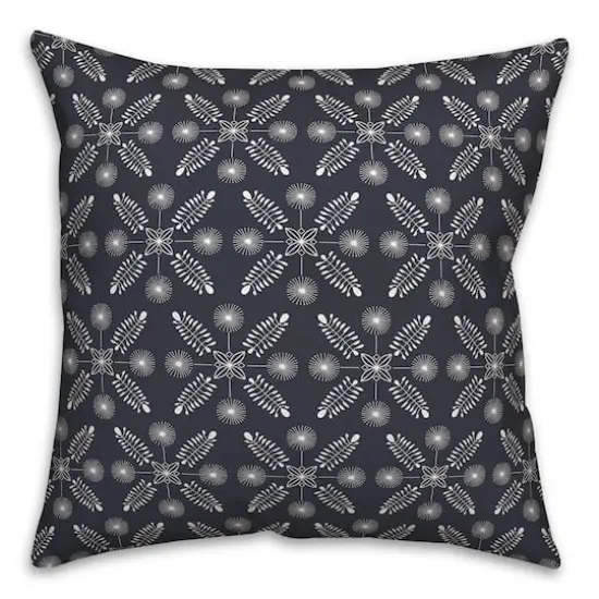 18" Meadow Leaves Indoor/Outdoor Pillow Navy {1}