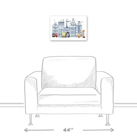 Juvie Doodle Buildings 12" x 18" Canvas Wall Art {6}