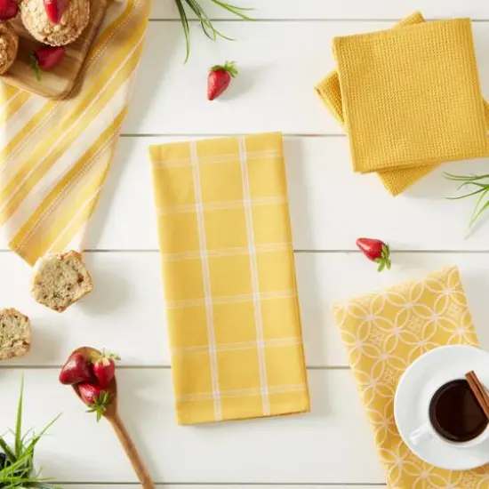 DII&reg; Assorted Mustard Dishtowel & Dishcloth (Set of 5) {7}