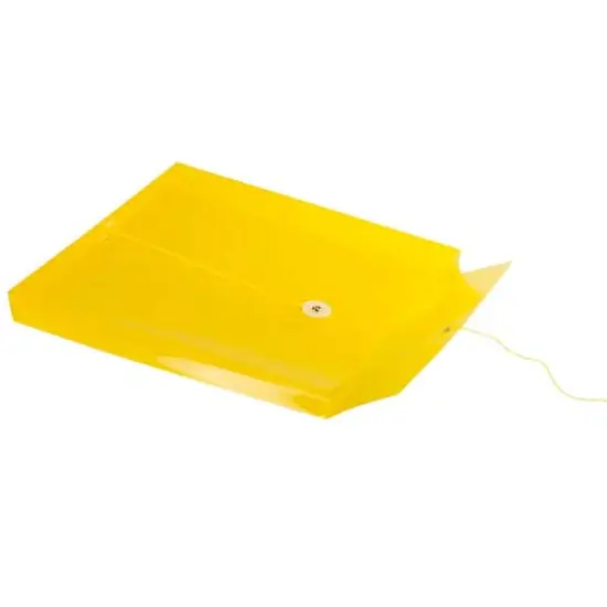 JAM Paper Letter Size Plastic Envelopes with Button & String Tie Closure, 12ct. Yellow {6}