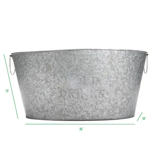 Mind Reader 12'' Large Round Galvanized Steel Beverage Tub with Handles {4}