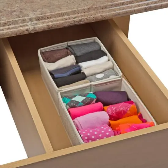 Simplify Faux Jute Medium Square Compartment Drawer Organizer, 2ct. {5}