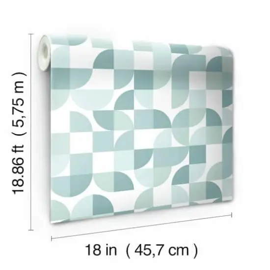 RoomMates Mid-Century Geometric Peel & Stick Wallpaper Green {8}