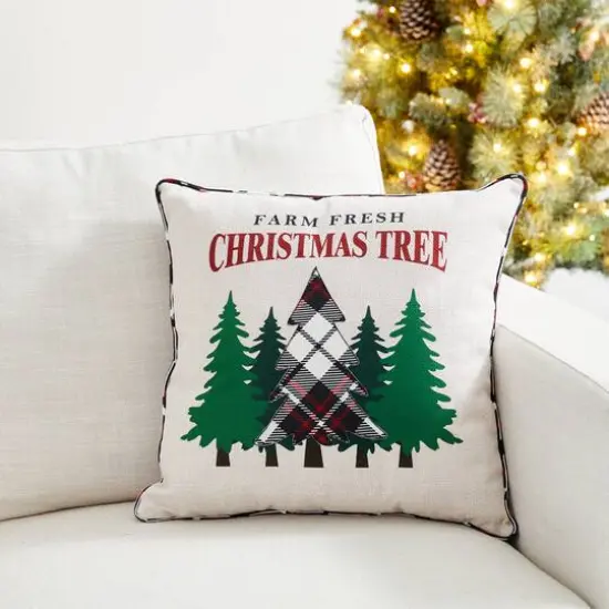 Glitzhome&reg; Farm Fresh Heavy Cotton Christmas Tree Throw Pillow {4}