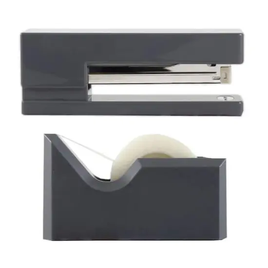 JAM Paper Stapler & Tape Dispenser Set Gray {4}
