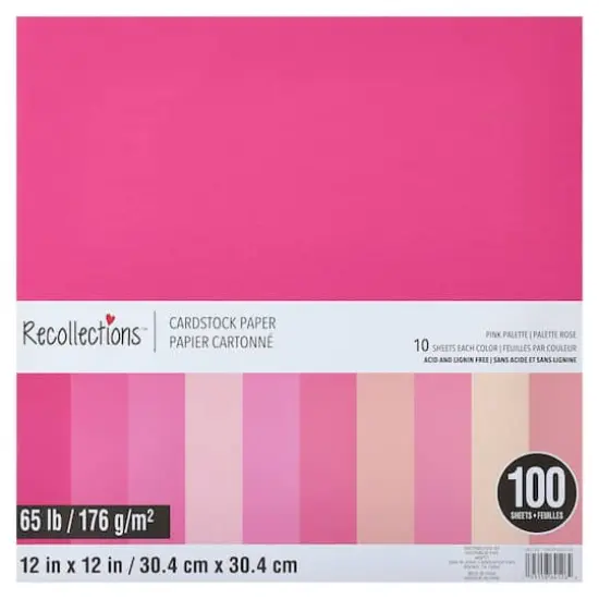 Pink Palette 12" x 12" Cardstock Paper by Recollections&trade;, 100 Sheets {1}