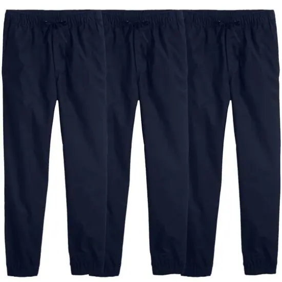 Galaxy by Harvic Boy's Slim Fitting Cotton Stretch Classic Twill Joggers 3 Pack Navy {1}