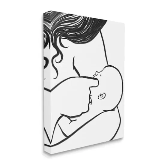 Stupell Industries Mother Nursing Child Portrait Minimal Black White Canvas Wall Art {1}