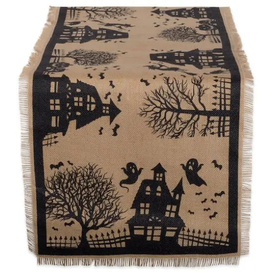 DII&reg; 74" Haunted House Burlap Table Runner {1}