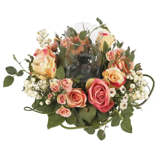 8.5" Rose Candelabrum Silk Flower Arrangement {3}