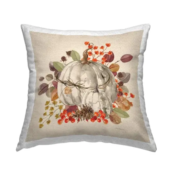 Stupell Industries Harvest Sprigs & Pumpkin Outdoor Printed Pillow {1}