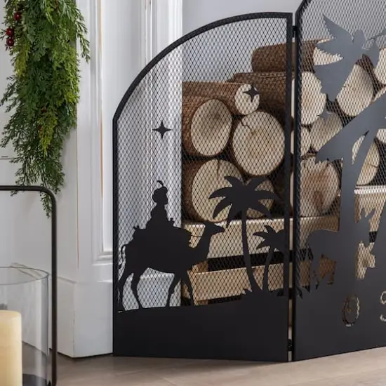 Glitzhome&reg; 48" Christmas Metal Mesh Silhouette Nativity Scene Screen {5}