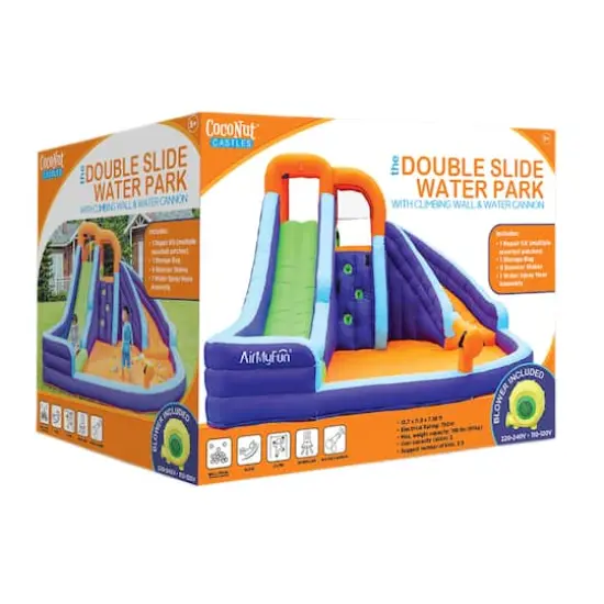 Salus Double Slide Water Park with Climbing Wall & Water Cannon {7}