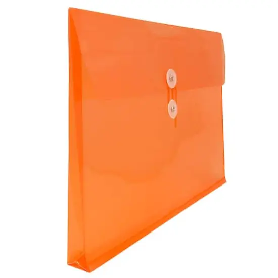 JAM Paper Letter Booklet Plastic Envelopes with Button & String Tie Closure, 12ct. Orange {5}