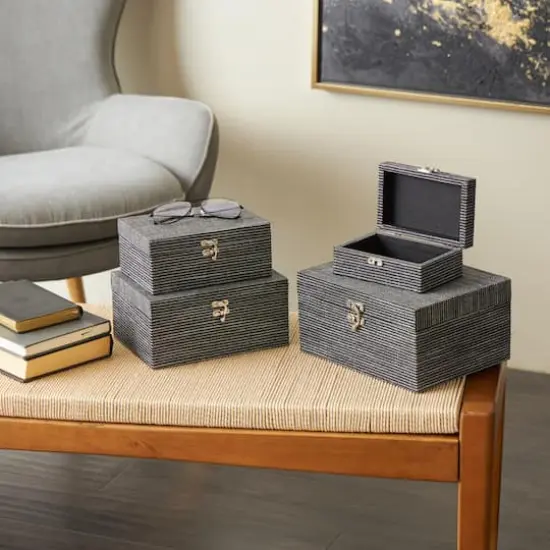 Fabric Decorative Storage Box Set Black {3}