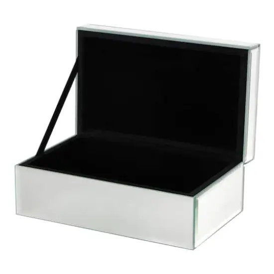 8" x 5" x 4.5" Silver Glass Mirrored Decorative Jewelry Box with Pink Bubble Textured Balls {4}