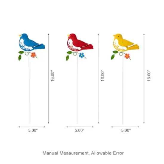 Glitzhome&reg; 16" Metal Bird Welcome Yard Stake Set {5}