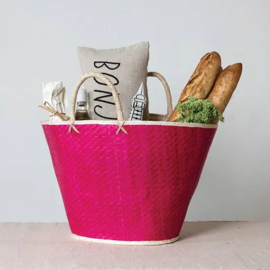 Hello Honey&reg; 27" Pink Palm Leaf Storage Tote Bag {4}