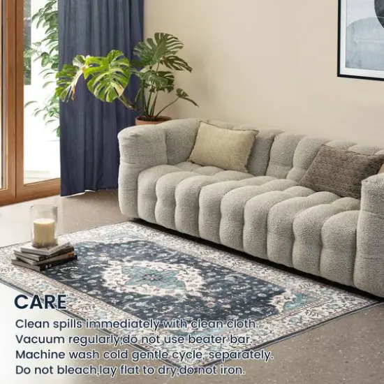 Glitzhome&reg; 5ft. x 8ft. Blue & Ivory Oriental Area Rug {8}